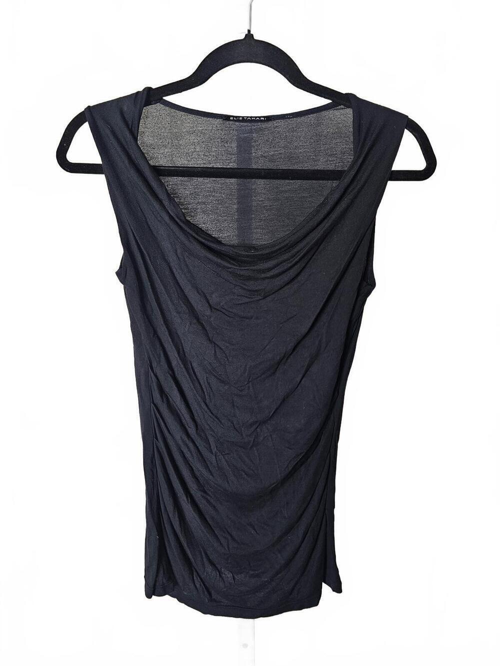 Elie Tahari Black Sleeveless Draped Top